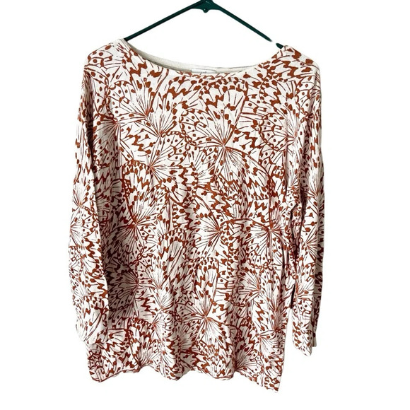 J. Jill Sweater Women's Medium Butterfly Printed Oatmeal Rust Fairycore Ethereal - Picture 1 of 9
